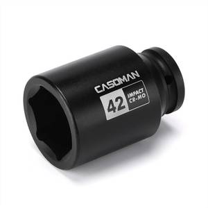 lot 18047 image: CASOMAN 34in Drive Deep 6 Point Metric Impact Socket 42mm, Heat-Treated Chrome Molybdenum Alloy Steel