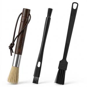 lot 18050 image: Shimmeroo 3PCS Coffee Brush, Espresso Brush Machine Brushes Coffee Grinder Cleaner Tool with Walnut Wood Handle and Natural Bristles for Barista Home Kitchen