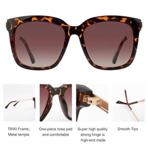 lot 18060 image: (Pack of 3) FUOFEN Square Polarized Womens Sunglasses Trendy - Fashion UV400 Protection Eyewear for Women shades,Tortoise