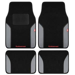 lot 19410 image: Rubbermaid Car Mats, Carpeted Floor Car Mat with Faux Leather and Built-in Heel Pad, Two-Tone Car Rug Floor Mats, Stylish Carpeted Floor Mats for Cars, Trucks and SUVs Gray Color