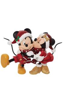 lot 19420 image: Enesco Disney Showcase Holiday Mickey and Minnie Mouse Kiss Figurine, 6.3 Inch, Multicolor