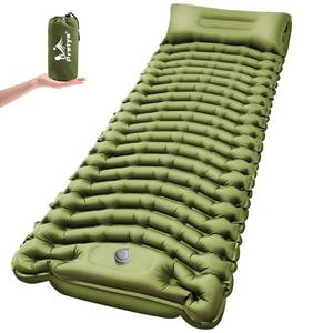 lot 19422 image: Pretyw Sleeping Pad for Camping - Ultralight Camping Mattress with Pillow, Built-in Foot Pump, Compact Inflatable Portable Mat for Backpacking, Hiking, Car Traveling, Beach, Tent