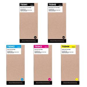 lot 19426 image: Remanufactured T694 Ink Cartridges 700ML T6941 T6942 T6943 T6944 T6945 Ink Cartridge Replacement for SureColor T7000 T7270 T3270 T5270D T5270 T3270 T7270D T5000 T3000 Printer Ink (5-Pack)