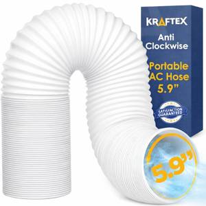 lot 19440 image: Portable Air Conditioner Hose. AC Exhaust Hose Vent with 5.9in Diameter, Anti-Clockwise Thread and Length up to 80in. Portable AC Hose Compatible with LG, Delonghi and Many More.