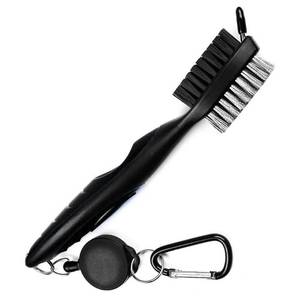 lot 20014 image: Golf Club Cleaning Brush and Groove Cleaner with Retractable Clip, Extends 2 ft Brass, Ergonomic Design, Easily Attaches to Golf Bag(Black)