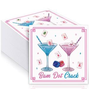 lot 20024 image: BruinBang 100pcs Mahjong Cocktail Napkins, Mahjong Party Supplies - Decorative Paper Tableware for Home, Party and Special Events, Bridal Showers, Wedding, Anniversary and Birthdays Ladies LuncheonPink