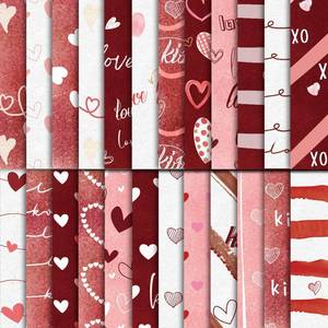 lot 20434 image: EggSun 48Pcs Heart Pink Scrapbook Paper Pad,Watercolor Love Decorative Craft Paper for Junk Journal Supplies, DIY Cards, and Photo Albums, Aesthetic Craft Supplies for Adults