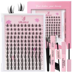 lot 20442 image: Uilulu Lash Clusters kit 10-16mm DIY Lash Extension Kit 120 D Curl Manga Lash Clusters 0.07D Wispy Individual Lashes Clusters False Eyelashes Eye Lash Kits At Home Lash Extensions Kit
