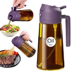 lot 20493 image: YARRAMATE 16oz470ml Dark Brown Oil Sprayer for Cooking with Stickers, Food-grade Premium 2 in 1 Olive Oil Dispenser Bottle for Kitchen Gadgets, Air Fryer, Salad, Frying, BBQ (Purple)