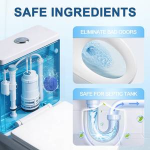 lot 20496 image: Msvvko Toilet Bowl Cleaner Tablets Blue Toilet Tank Cleaners, Septic-Safe Hard Water Stain Remove, Bathroom Automatic Toilet Cleaning and Deodorizer, Fresh Scent - 30 Tabs (Open Box, May Be Missing Pieces)