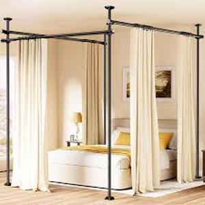 lot 1297 image: Bonpally Room Divider Curtain Rod Set for Space Partitions Black