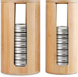lot 3108 image: Bamboo Jar Lid Organizer 2-Piece Set