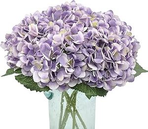 lot 5880 image: Artificial Lavender Hydrangea Stems with Loose Petals