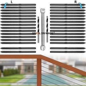 lot 5903 image: Steel DN Mate T316 Stainless Steel 70-Pack Black Left and Right Handed Thread Swage Lag Screws for 18in Cable Railing Kit