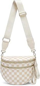 lot 12046 image: Checkered Mini Over Shoulder Purse  in Beige and White (Brand Unknown)