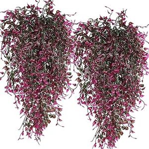 lot 19430 image: RECUSM Fake Vine Plant 4-Piece Set Purple Red Indoor Outdoor Decorations