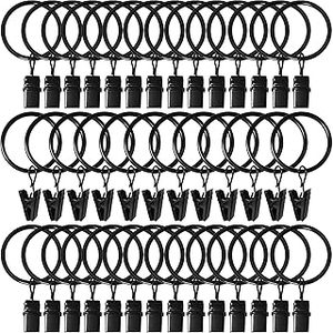lot 20490 image: 150-Piece Black Curtain Rings with Drapery Clips