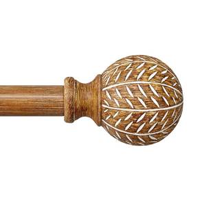 lot 1355 image: QDWIS Wood Curtain Rods for Windows 48 to 84 Inch,1ftft Diameter Drapery Rods with Imitation Wood Grain Leaf Pattern Finials,Boho Adjustable Heavy Duty Curtain Rods Set,36-88ftft,ColorNatural Wood