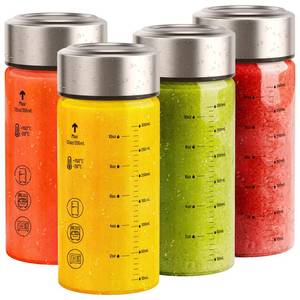 lot 1360 image: Sursip 12 oz Glass Juice Bottles � 4 Pack Wide Mouth Bottles with Stainless Steel Lids � Leakproof, BPA Free, Heat-Resistant Borosilicate Glass for Juicing, Smoothies, Milk, Protein, Beverage Storage