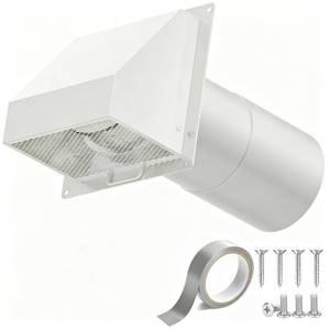 lot 1362 image: HG Power 4 Inch Dryer Vent Cover Outside with Magnetic Damper, Galvanized Steel Hooded Wall Vent with Removable Screen, 4ftft Exterior Dryer Vent for Dryer, Bathroom, Kitchen Exhaust, White