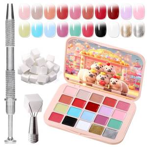 lot 2044 image: Sponge Pat Painting Gel, 20 Colors Ombre Gel Nail Polish for Ombre Nails Aura Nails, French Manicure DIY Nail Art High-glossy DIY Palette Cloud Fluff