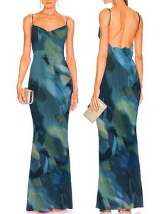 lot 2051 image: Capuffy Women Tie Dye Maxi Dresses Lace Backless Cocktail Party Dress Spaghetti Straps Mermaid Evening Gown 221(Tie Dye Blue,S)
