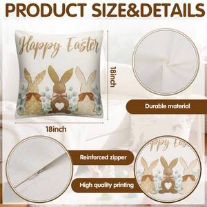 lot 2062 image: Ovveroche Farmhouse Throw Pillow Covers 18x18 Inch, 4 Pack Linen Textured Rabbit Pillow Covers, Rustic Linen Cushion Case for Sofa Couch, Sweet Home Farm Decor