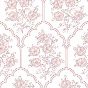 lot 2087 image: Safiyya 118inx17.3in Pink Floral Wallpaper Peel and Stick Wallpaper Modern Contact Paper Peel and Stick Self Adhesive Pink and White Wall Paper for Bedroom Vinyl Rolls