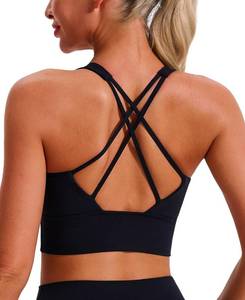 lot 2090 image: BONSHAPE Criss Cross Sports Bra for Women � Padded, Stretchy, Breathable Yoga Bra, High Support for Gym and Everyday Wear Black M
