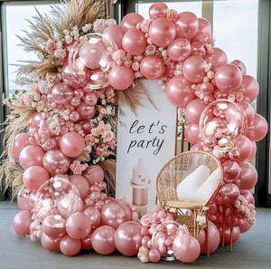 lot 2104 image: Pearl Pink Balloon Arch Double Stuffed Pearl Dusty Rose Pink Balloon Garland Kit Blush Balloons Different Size With Clear Balloons for Birthday Wedding Valentines Day Bridal Baby Shower Party Decor