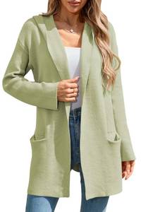 lot 2185 image: Cakulo Womens Long Hooded Cardigan Sweaters Oversized Fall Cardigans 2025 Open Front Knit Sweater Coats Pockets Green XL
