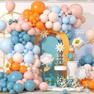 lot 2204 image: Blue and Orange Balloon Arch Kit, Birthday Decorations Balloon Garland Kit with Retro Sea Blue and Orange Balloons Print Balloons for Themed Birthday Party Baby Shower Party Supplies