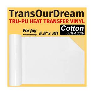 lot 2234 image: TransOurDream for Joy, Tru-PU Smart Iron on Vinyl Roll for Joy, 5.5ftftx 8ft Matte White Heat Transfer Vinyl for T-Shirts, Joy HTV Vinyl, Thinner, Soft, Great Stickness, Matless Cutting, Fatory Outlet