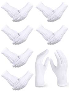 lot 4138 image: SATINIOR 6 Pairs White Gloves Uniform Parade Costume Gloves for Police Server Funeral Formal Tuxedo Guard