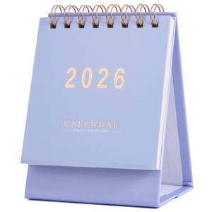 lot 4142 image: Mini Desk Calendar 2026-2027, Jan 2026 to Jun 2027 Standing Flip Small Desk Calendar- 2026 Monthly Desktop Calendar- Thick Paper Twin-Wire Binding for Home or Office (Purple)