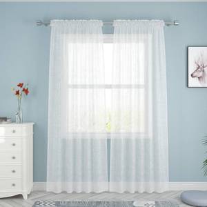 lot 4176 image: UPOPO White Sheer Curtains 80 inches Long Living Room Kitchen Dining Curtain Sheers Basement 2 Panels Voile Transparent Bedroom Drapes Linen Textured Rod Pocket Window Treatment Set 42inX80in