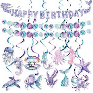 lot 4179 image: Eersida 67 Pcs Mermaid Birthday Party Decorations Under The Sea Parties Supplies Mermaids Theme Party Banner for Girls Bubble Garland Ocean Themed Birthday Bachelorette Themed