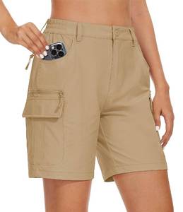 lot 4186 image: MAGCOMSEN Hiking Shorts for Women Quick Dry Golf Shorts with Pockets Cargo Shorts Khaki Summer Casual Work Short, M