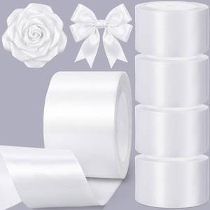 lot 4196 image: Zeyune 4 Rolls 2in x 24 Yard White Satin Ribbon Double Face Wide Wedding Ribbon for Gift Wrapping, Wedding Decoration, Hair Bow, Bridal Flower Bouquet, Motherfts Day, Birthday, DIY Craft and Party Decor