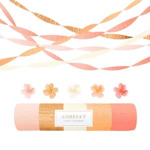 lot 4221 image: AOBKIAT Streamers Party Decorations,5 Rolls Pastel Pink Gold Orange Crepe Paper Streamers for Little Cutie Baby Shower,Brithday,Wedding,Peach Theme Party,DIY Tassel,1.8 Inch x 82 FtRoll