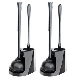 lot 5004 image: CELOX 2 Sets Black Toilet Brush and Plunger Set for Bathroom Heavy Duty