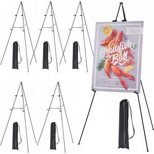 lot 5988 image: MEEDEN 6Pcs Easel Stand for Sign 63in Art Metal Easels for Display with Bag - Portable Foldable Instant Tripod Easel Sign Stand for Wedding, Painting Canvas, Presentations, Posters