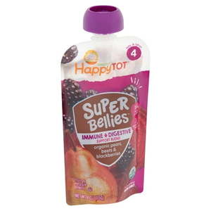 lot 5989 image: Happy Tot Organics Super Bellies Stage 4 Immune  Digestive Organic Pears, Beets - 4oz 16 pack various flavors