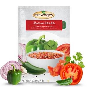 lot 5990 image: Mrs. Wages Medium Salsa Canning Mix, Easy-To-Use, Simple Homemade Salsa, Flavorful Spice, Enhance Your Tomatoes, 4 oz Packet (Value Pack Of 6)