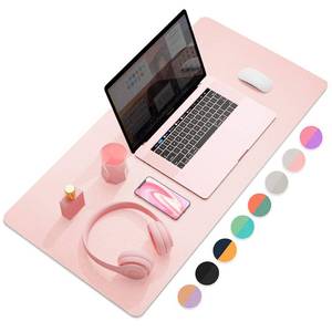 lot 6023 image: YSAGI Dual-Sided Desk Pad Protector, Desk Mat with Non-Slip - Waterproof PU Leather Office Desk Blotter for Mouse, Keyboard, Writing,31.5in x 15.7in,Pink