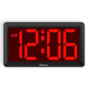 lot 6026 image: Soobest 9.5 Inch LED Digital Wall Clock Battery Operated, Auto and Manual Dimmer Display, Easy to Read Big Digits with Alarm for Seniors, Modern Decor for Living Room, Bedroom, Office (3.2in Numbers)