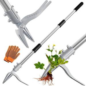 lot 6029 image: NFie Weed Puller Tool with Gloves, Long Handle Stand Up Weed Tool, Heavy Duty Weeder Remover Tool with 4 Claw Steel Head for Garden, Yard, Lawns, Sidewalk (43in)