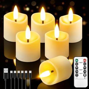 lot 6036 image: NVJGROP Rechargeable Flameless Candles with Remote Timer, 1.5inx2in LED Votive Fake Candles, Flickering Tea Lights Candles Battery Operated for Wedding Party Windows Table Home Decor (6 Pack)
