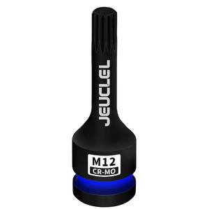 lot 6041 image: JEUCLEL M12 Triple Square Impact Spline Bit Socket, 12mm Metric 12-Inch Impact Drive Triple Square Socket, Cr-Mo Steel Lengthen Screwdriver Adapter