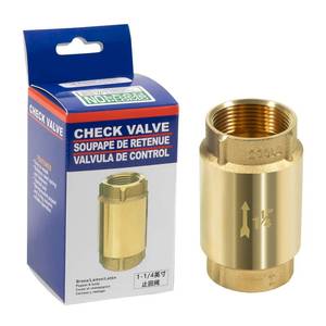 lot 6048 image: 1 14 Inch Brass Check Valve for Well Pump, One Way Back Flow Preventer Check Valve, 1 14in Female Pipe Thread
